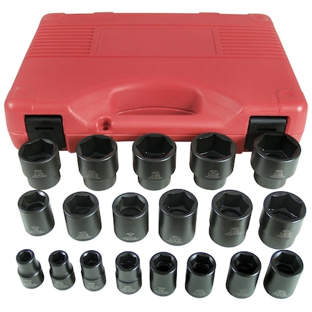 K-Tool International SAE Shrt Impct Socket Set, 1/2"Dr, 19 pcs. KTI-33101
